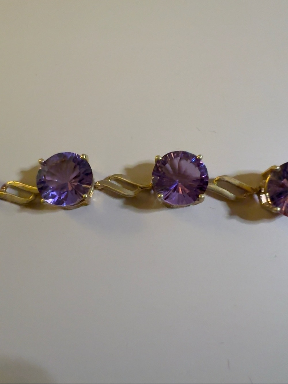 Vintage 10K Yellow Gold & Amethyst Tennis Bracelet